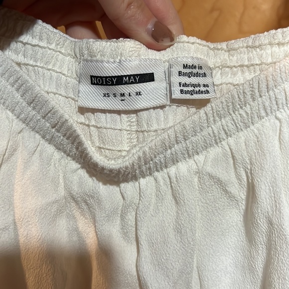 White spaghetti strap ruched waist romper - Picture 3 of 7